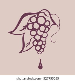 Bunch of grapes. Vector. Hand drawn grape. Brush pen, inc. Isolated bunch of grapes.