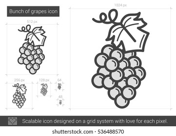Bunch of grapes vector line icon isolated on white background. Bunch of grapes line icon for infographic, website or app. Scalable icon designed on a grid system.