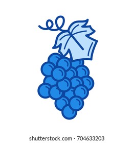 Bunch of grapes vector line icon isolated on white background. Bunch of grapes line icon for infographic, website or app. Blue icon designed on a grid system.