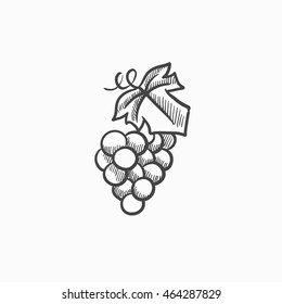 Bunch of grapes vector sketch icon isolated on background. Hand drawn Bunch of grapes icon. Bunch of grapes sketch icon for infographic, website or app.