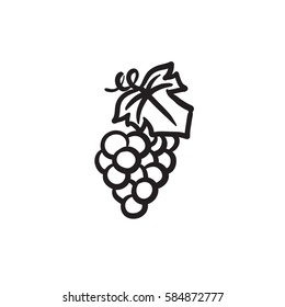 Bunch of grapes vector sketch icon isolated on background. Hand drawn Bunch of grapes icon. Bunch of grapes sketch icon for infographic, website or app.
