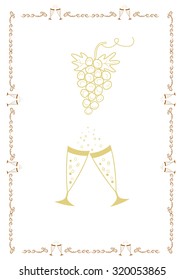 Bunch of grapes and wine glasses original frame 