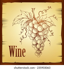 Bunch of grapes.  Wine lable