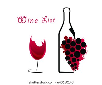 A bunch of grapes.Wine list.Design for cocktail party.  