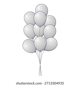bunch gray balloons flat design element