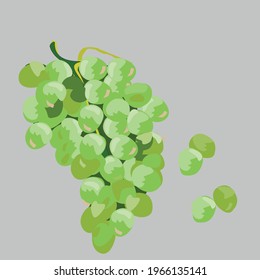Montón de uvas verdes sobre fondo gris.