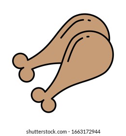 Bunch of Grilled Leg pieces Concept, Fastfood Turkey Drumstick on white background, Chicken Fried Legs Vector Brown Color Icon Design