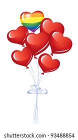 Bunch of heart balloons