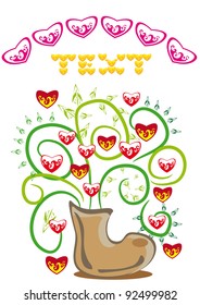 Bunch of hearts in a boot. Illustration
