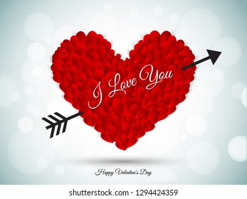 Bunch of Hearts with Hearts Shape for  Valentine's Day Vector Greeting Card 
 I Love You Lettering Design for Flyer, Poster, Banner. Isolated on Light Bokeh  Background, Vector Illustration EPS10