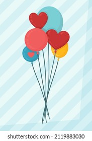 A bunch of helium balloons with hearts. 