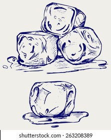Bunch of ice cubes. Doodle style