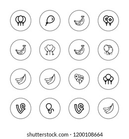 Bunch icon set. collection of 16 outline bunch icons with banana, balloon, balloons icons.