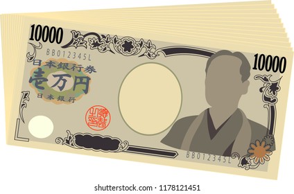 Bunch of Japan's 10000 yen note.It means Japanese 10000 yen information.