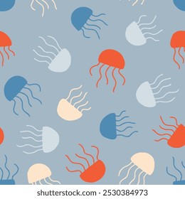 Bunch of Jellyfish Vector Seamless Pattern illustration Design