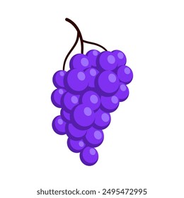 Bunch of juicy grapes. Cartoon flat illustration of ripe berries