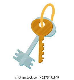 Un montón de llaves de un apartamento o casa. Ilustración del vector aislada en fondo blanco