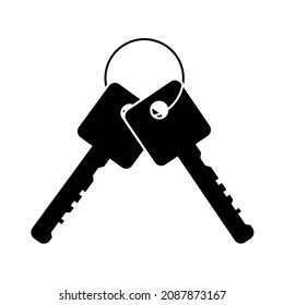 Bunch of keys. Black silhouette on a white background. New house or car. Vector isolated illustration