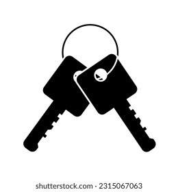 Bunch of keys. Black silhouette on a white background. New house or car. Vector isolated illustration