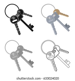 A bunch of keys from the cells in the prison. Icon in cartoon style vector symbol stock illustration.