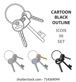 A bunch of keys from the cells in the prison. Keys for opening criminals.Prison single icon in cartoon style vector symbol stock illustration.