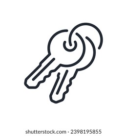 Bunch of keys editable stroke outline icon isolated on white background flat vector illustration. Pixel perfect. 64 x 64.
