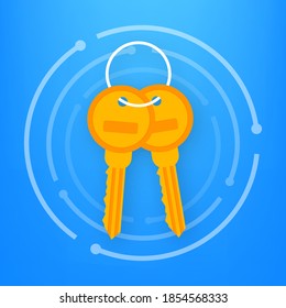 Bunch of Keys Icon on white background. Vector illustration.