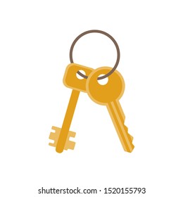 Bunch of keys from new house or car in flat style. Icon for web, print