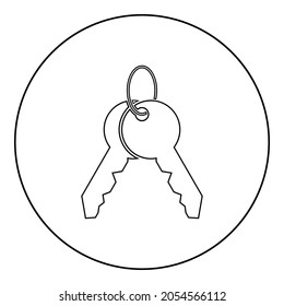 Bunch of keys on ring icon in circle round black color vector illustration solid outline style simple image