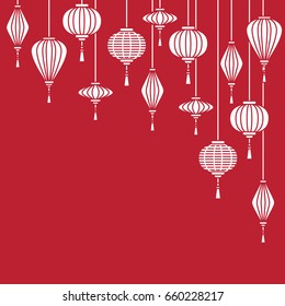 Bunch of lanterns on red background.