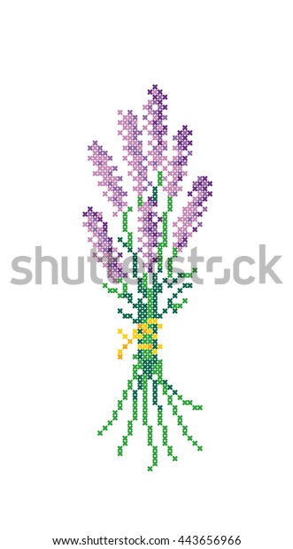 Bunch Lavender Flowers On White Background Stock Vector Royalty Free 443656966