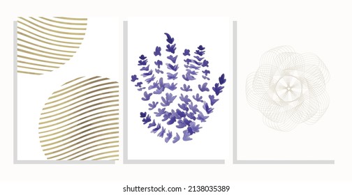 bunch lavender vector cover background set