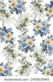 Bunch of leaves and flowers print pattern