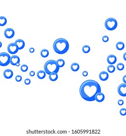 Bunch of like and appreciate emoji icons,  stream social network. Heart icons Vector illustration