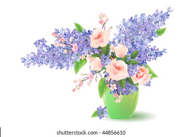 Bunch of lilac and rose