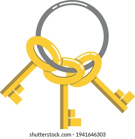 A bunch of metal door keys. Metal key on a light background.