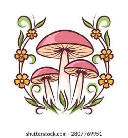 Bunch of mushrooms cartoon vector illustration