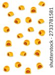a bunch of nastar cake issolated on white are arranged in a pattern