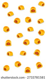 a bunch of nastar cake issolated on white are arranged in a pattern