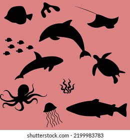 bunch of ocean fishes vector 