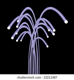 A bunch of optical fibers on black background.