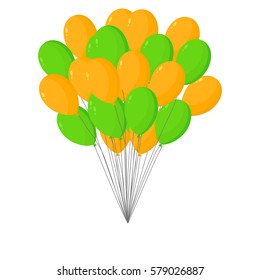 Bunch of orange and green balloons