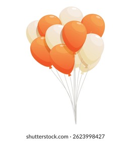 Bunch of orange and white balloons floating with helium, perfect for a party decoration