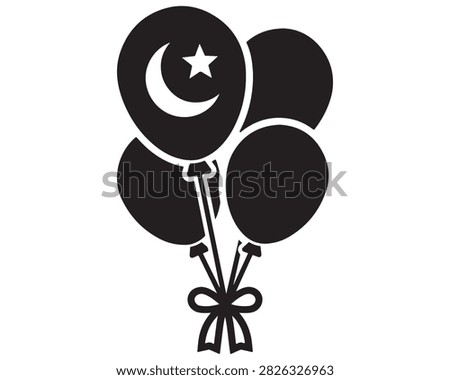 Bunch of party balloons with a crescent moon and star symbol balloons celebration crescent decoration silhouette isolated tradition religion celebrate monochrome greeting ceremony