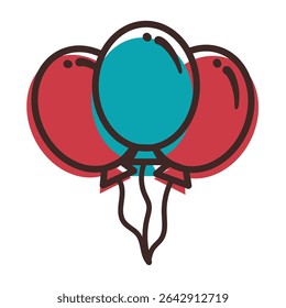 Un montón de globos de fiesta. Ilustración vectorial
