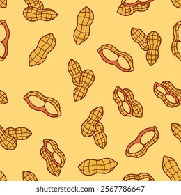 Bunch of Peanut Vector Seamless Pattern illustration Design