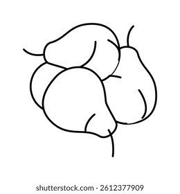 bunch pears line icon vector. bunch pears sign. isolated contour symbol black illustration