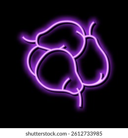 bunch pears neon light sign vector. bunch pears illustration