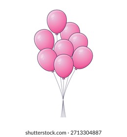 bunch pink balloons flat design element