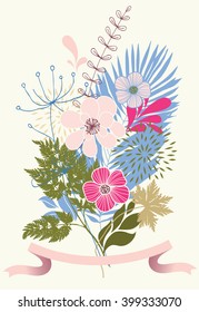 Manojo de flores rosadas